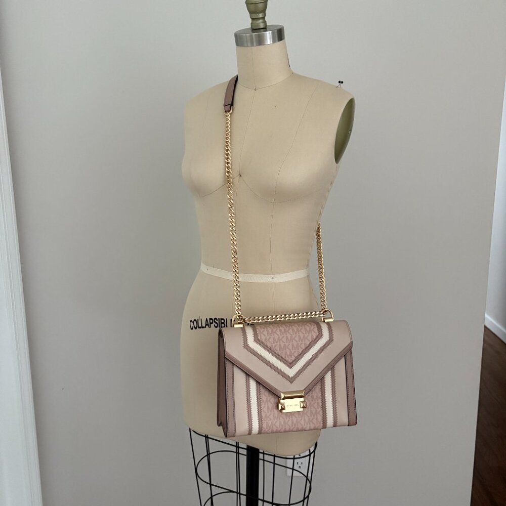 Michael Kors Rose Signature Coated Canvas and Leather Whitney Shoulder Bag - Picture 5 of 14